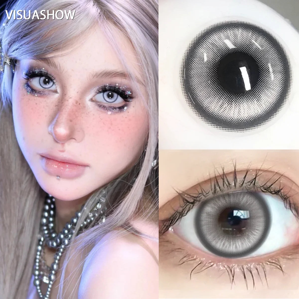 VISUASHOW 1Pair Colored Contact Lenses Cosplay Red Blue Purple Green Brown Grey Anime Lenses Halloween Beauty Cosmetic for Eyes