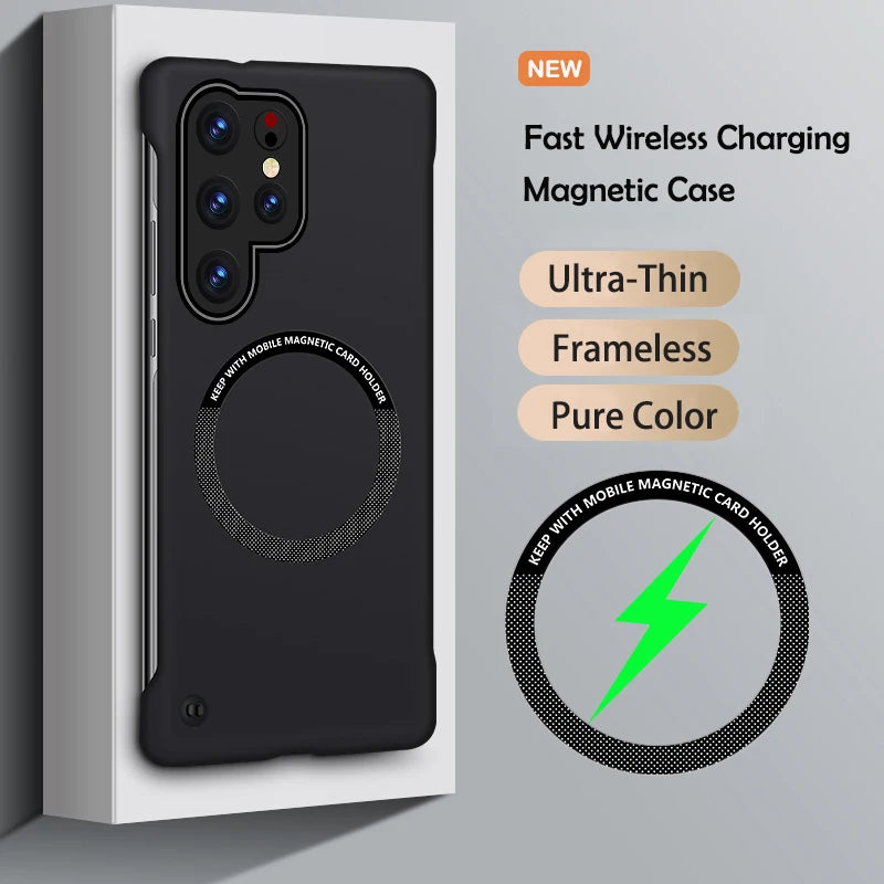 Ultra Slim Magnetic Frameless Solid Color Phone Case for Samsung S26 S25 FE Edge S24 S23 S22 S21 FE Plus Ultra Magsafe Cover