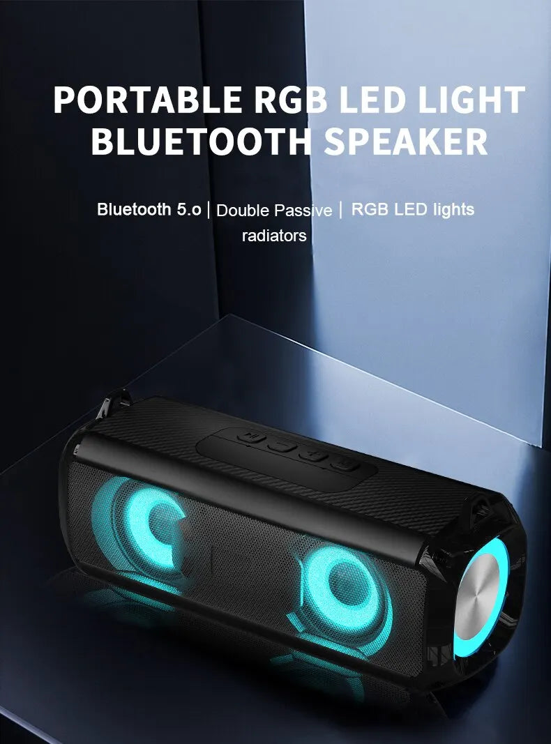 Popular Rockmia RGB LED Lights Speaker EBS-045 BT 5.0 Portable Wireless Bluetooth Music Player Micrphone Built TF Card Support
