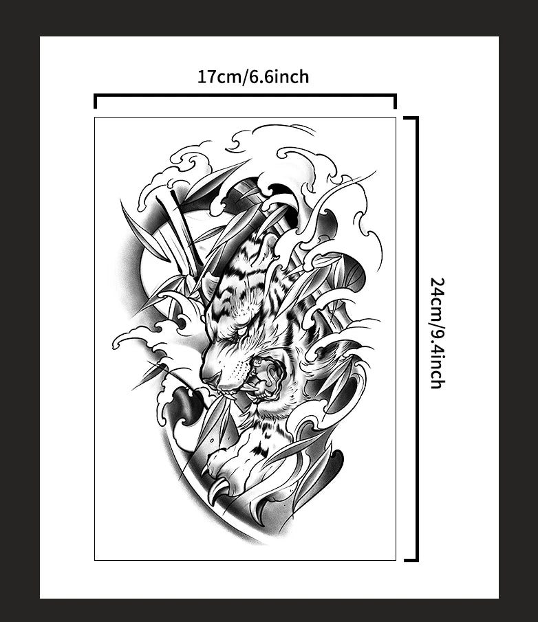 1pc Descending Tiger Arm Waterproof Temporary Tattoo, Lasting 1-2 Weeks, Realistic Semi-Permanent Fake Tattoo