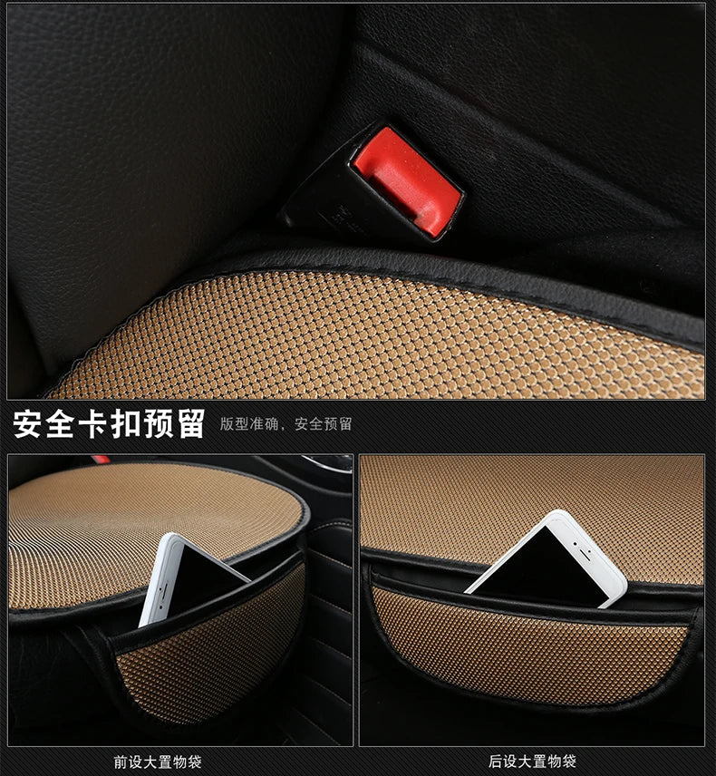 3pcs/set Car Seat Cover Cushion Ventilated Breathable Comfortable Front Back Rear Seat Protector Pad Mat Anti-skid With Pocket