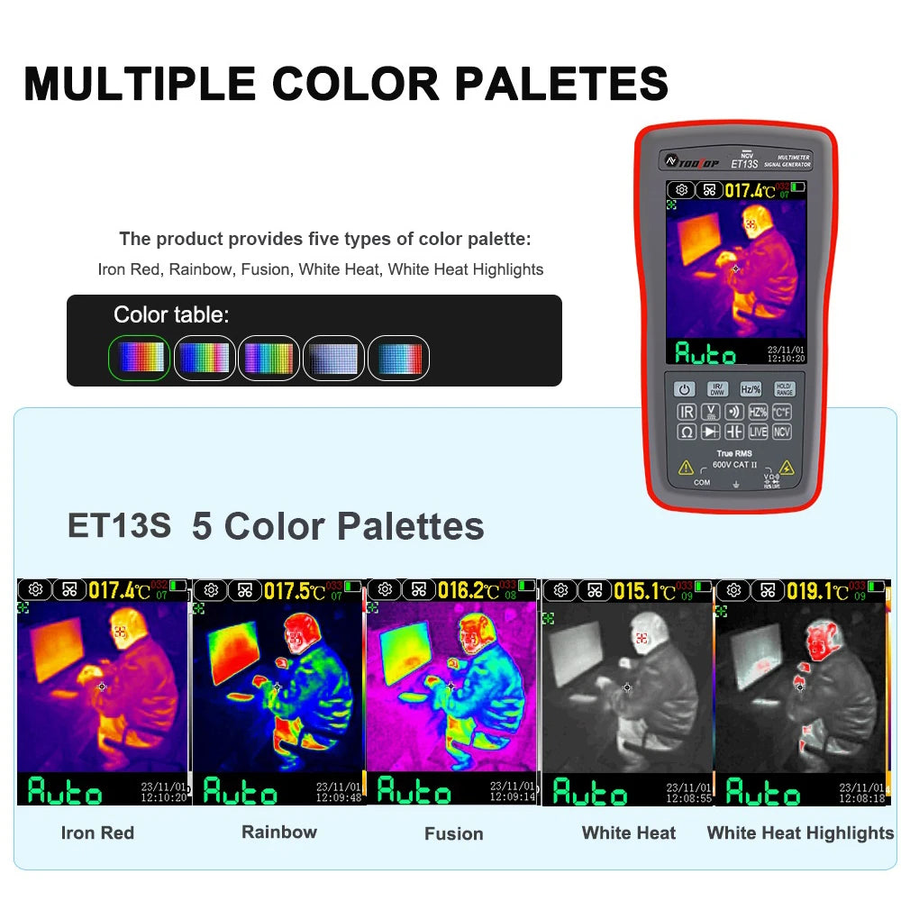 TOOLTOP ET13S Thermal Camera 192*192 Optional Macro Lens Thermal Camera Multimeter 9999 Counts Voltage Duty Cycle Diode Ohm Test