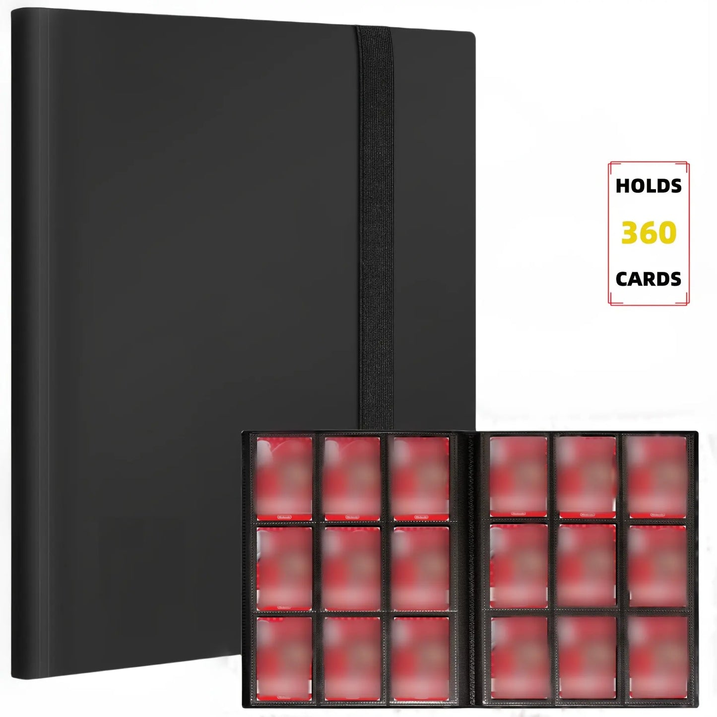 Premium 9-Pocket Polypropylene Trading Card Binder, Holds 360 Cards, Side-Loading Pockets, Elastic  Durable Collectors Album