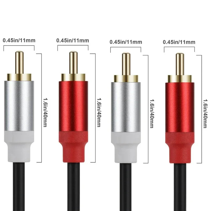Metal shell Gold Plated Double RCA Male to 2 Two RCA Female Audio Video Cable Line twin RCA Male Video Audio Cord Wire Line