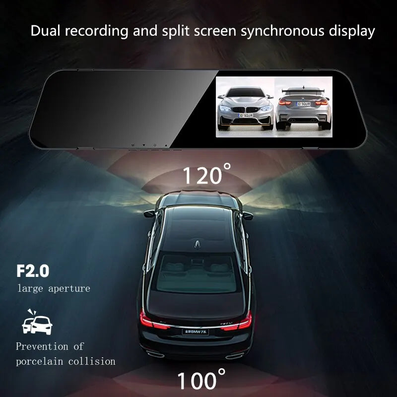 Car front and rear dual lens HD night vision 1080p driving recorder4 inch rear view mirror Car dvr, car recorder, car monitoring