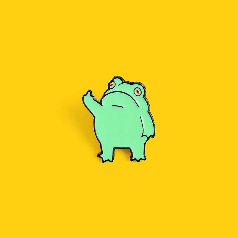 1pcs Cartoon Creative Frog Brooch Cute and Cute Little Frog Brooch Creative Gesture Shape Clothing Dripping Badge