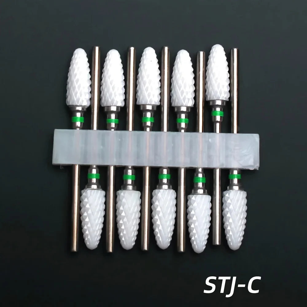10pcs Ceramic Nail Drill Bits Set, Electric Manicure & Pedicure Milling Cutter, For Nail Polishing Machine