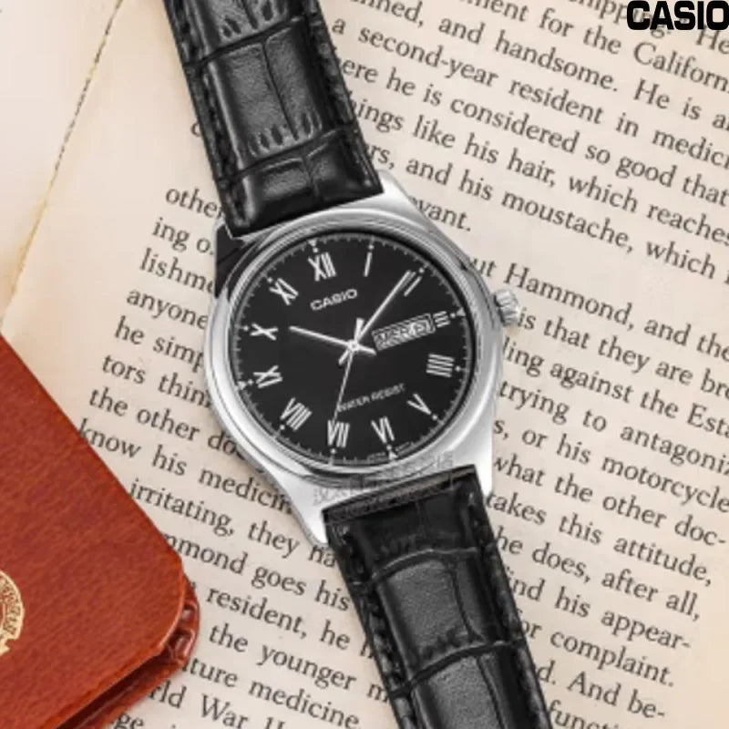 CASIO MTP-V006L-1B Men's Watch Minimalist Business Sports Quartz Watch Men's Gift to Boyfriend Black Plate And Black Belt