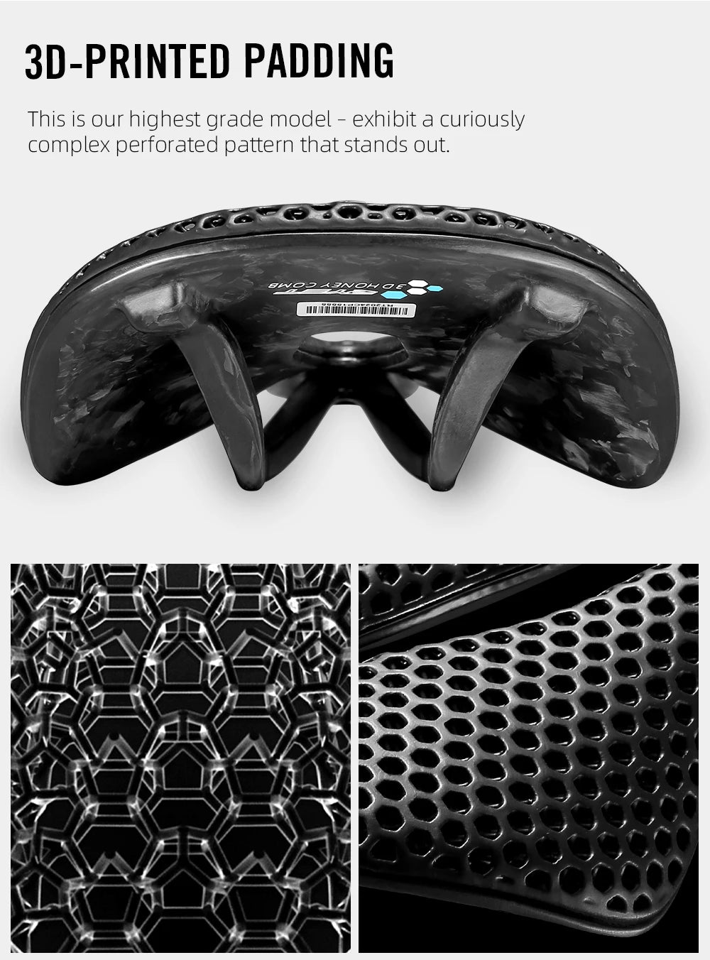 RYET 3D Printed Bike Carbon Saddle 140mm 143mm Super Light Road MTB Racing 3D/EVA  Saddles Bicycle Cushion Cycling Seating Part