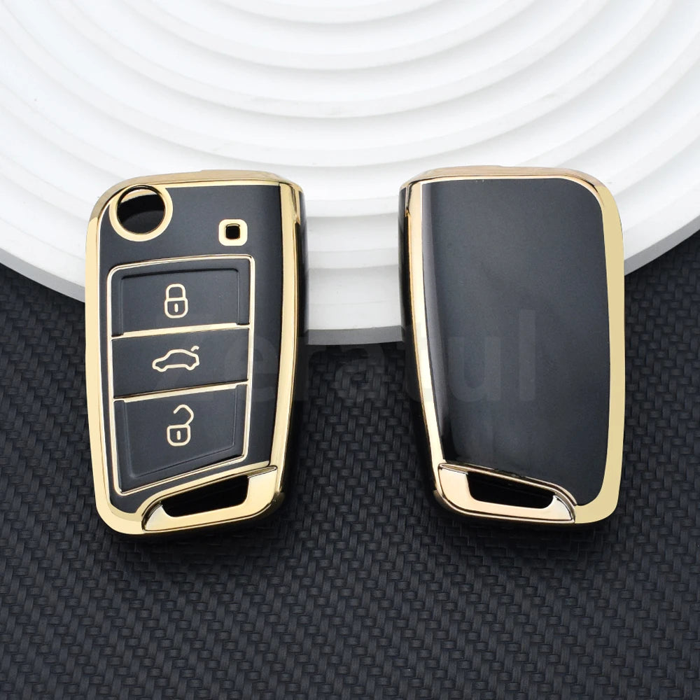 TPU Car TPU Folding Key Cover Shell For VW Volkswagen MK7 GTI 7 Golf 7 Golf R Skoda Octavia A7 SEAT Bag Case Holder Protector