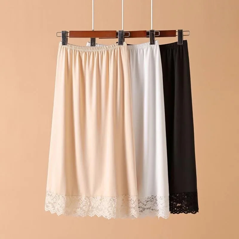 3 Lengths Basic Underskirt Modal Female Half Length Skirt Lace Slip Innerwear Short Skirt Women Half Slip Dress Long Petticoat