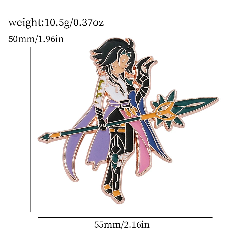 4 Pcs Genshin Impact Series Brooch Creative Walnut Mandrilla Enamel Pin Metal Paint Badge Backpack Clothing Accessories Wallet