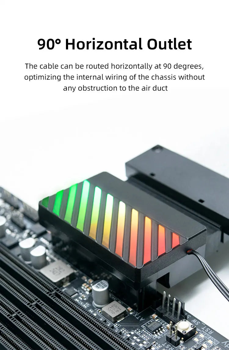 TEUCER ATX 24Pin ARGB Adapter, 90° RGB Power Cord Adapter for Computer Motherboard Power Supply