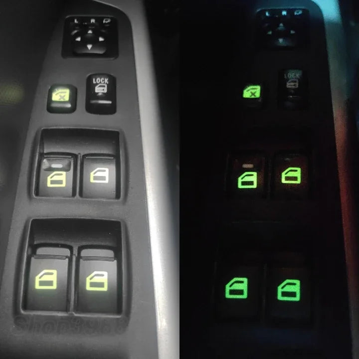 Car Interior Stickers Auto Accessories Car Window Button Luminous Sticker Lifter Switch Night Fluorescent Decals