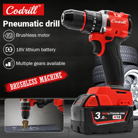 For Milwaukee 18V Battery 150N.M Brushless Electric Impact Drill LED Lighting Cordless Rechargeable Screwdriver Drive