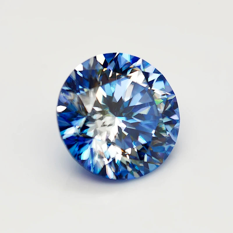 Klein Blue Round Plum Blossom Cut Moissanite Stone 1.0-3.0ct VVS1 GRA Certified Moissanita Lab Diamond Pass Diamond Tester