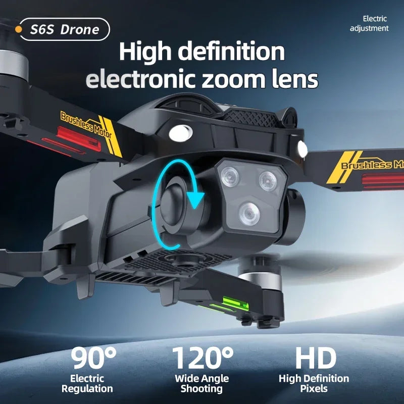 Hot Shark Drone S6S Brushless Professional 8K HD Camera WIFI FPV Obstacle Avoidance Optical Flow RC Foldable Quadcopter Toys