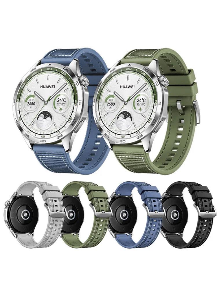 22mm Nylon Silicone Strap For Huawei Watch GT4 46mm Official Nylon Braided Replacement Bracelet Belt for Huawei Watch GT 5 Strap