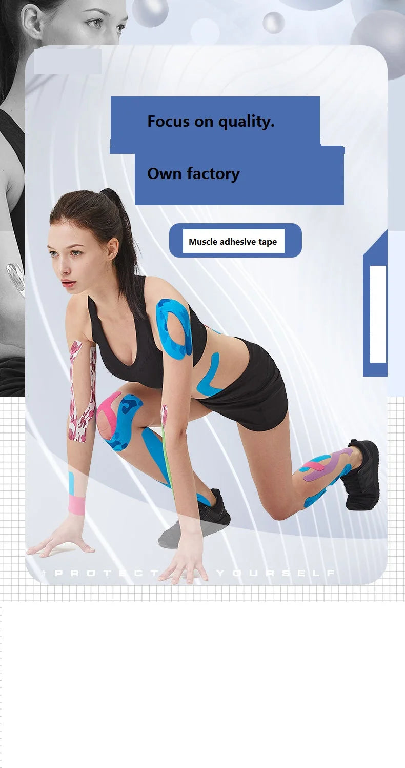 Kinesiology Tape Muscle Bandage Sports Cotton Elastic Adhesive Strain Injury Tape Knee Muscle Pain Relief Stickers