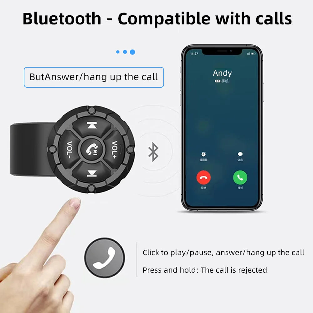 AD 5 Key Wireless Remote Controller Button Helmet Earphone Motorcycle Bike Handlebar Car Steering Wheel Control Media