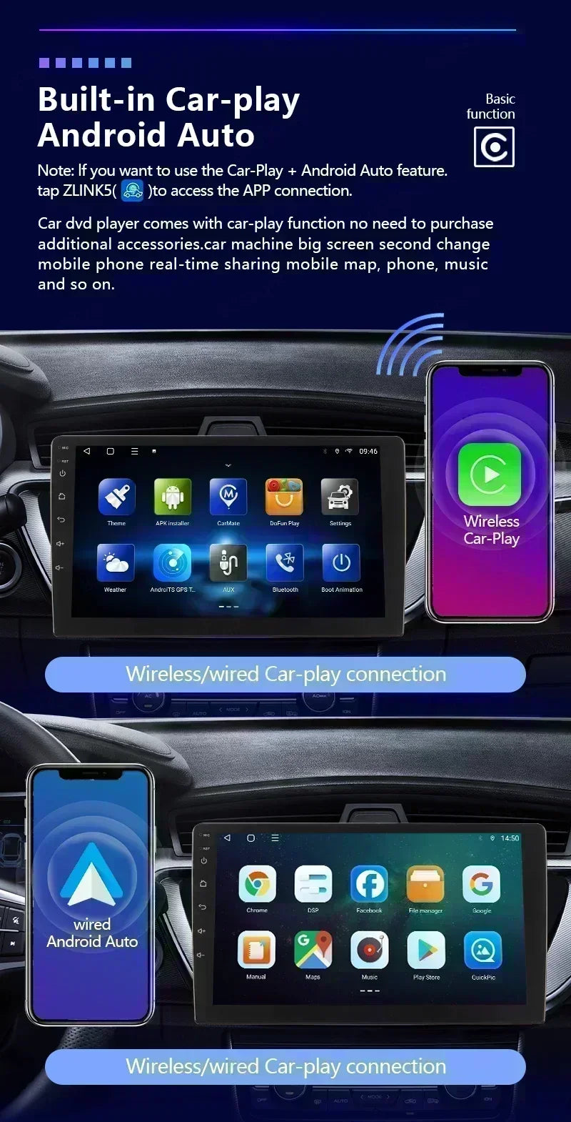 BOSSCAR Car Radio 2Din Android Carplay Universal 7"9"10" Touchscreen Multimedia Video Player Wireless GPS FM MP5 MP4 Autoradio