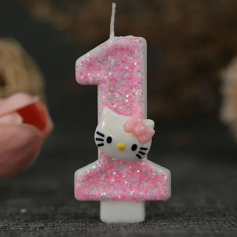 Kawaii Hello Kitty Number Birthday Candle Sanrio Kitty Cat Digital Candles Birthday Cake Decoration Anniversary Party Candles
