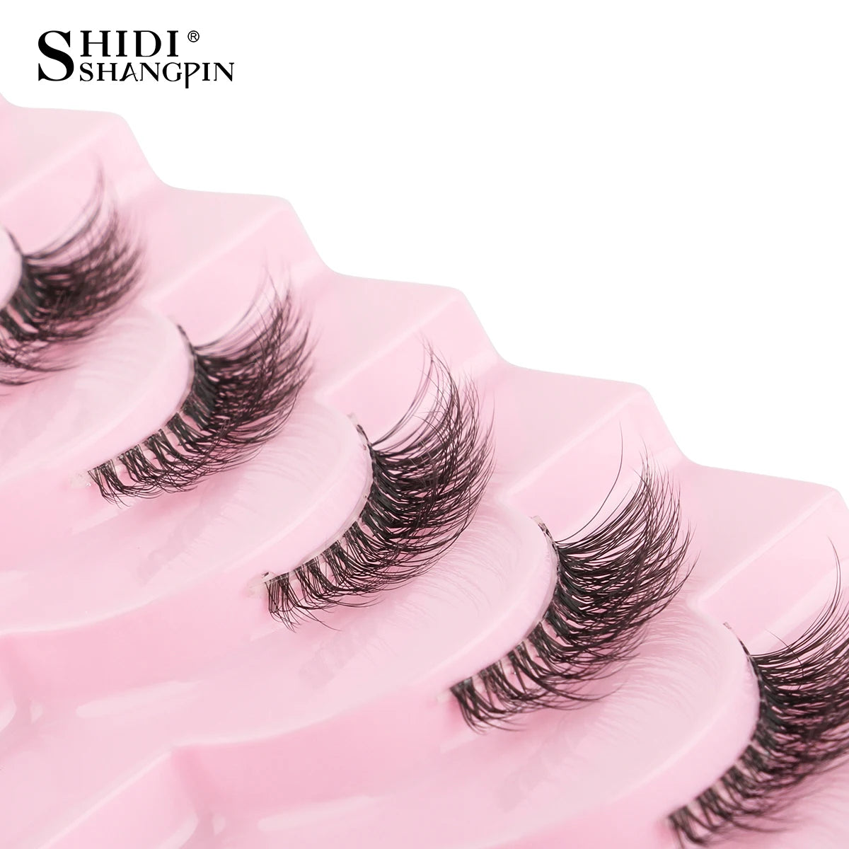 3/5/10Pairs Half False Lashes Natural Short 3D Cat Fake Mink Eyelashes Extension Winged Fluffy Wispy Faux Cils Clear Band Makeup