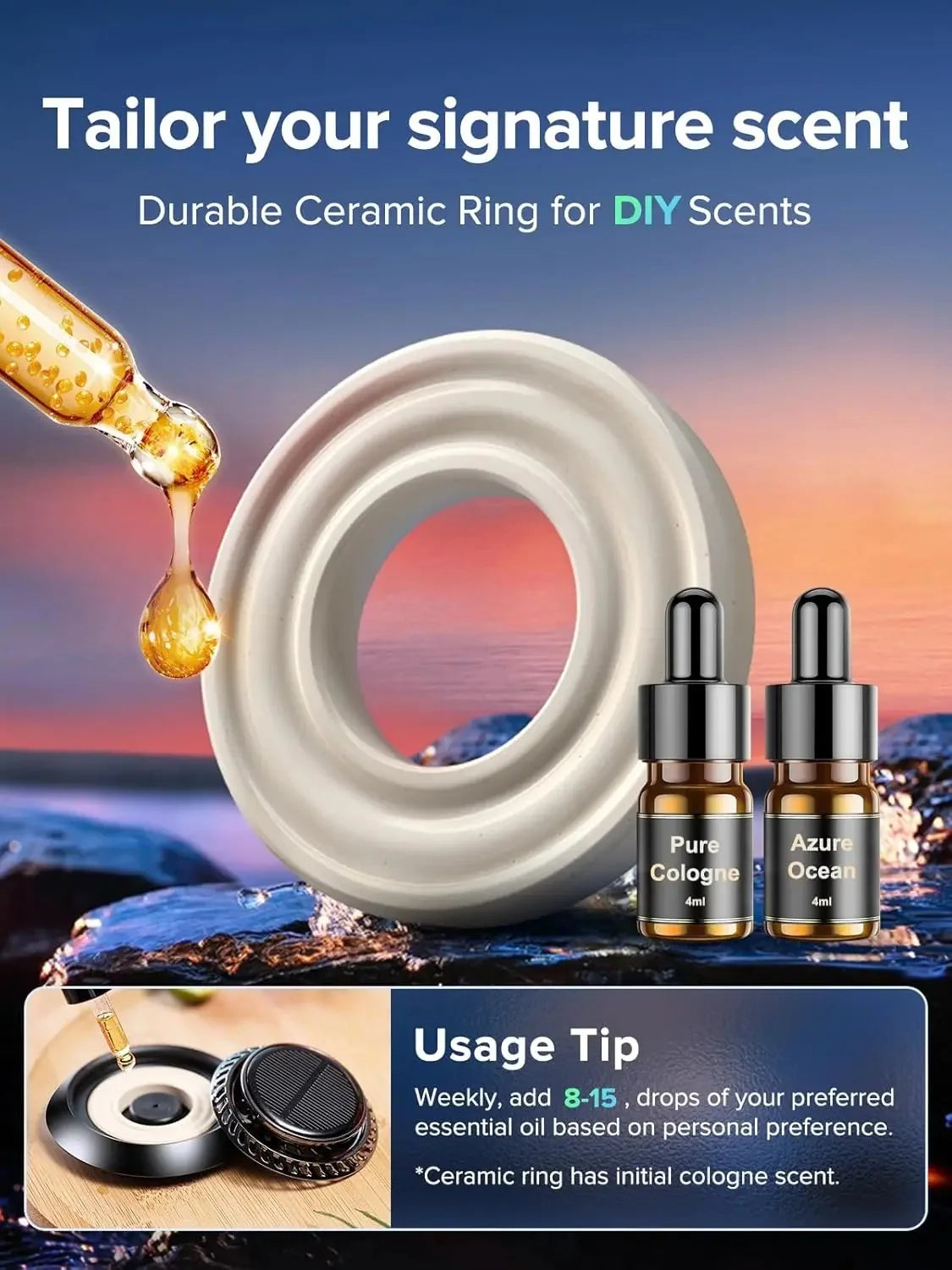 Solar Rotating Car Mounted Fragrance Perfume Deodorant Car Accessories Aromatherapy Air Freshener with Rotating Arm