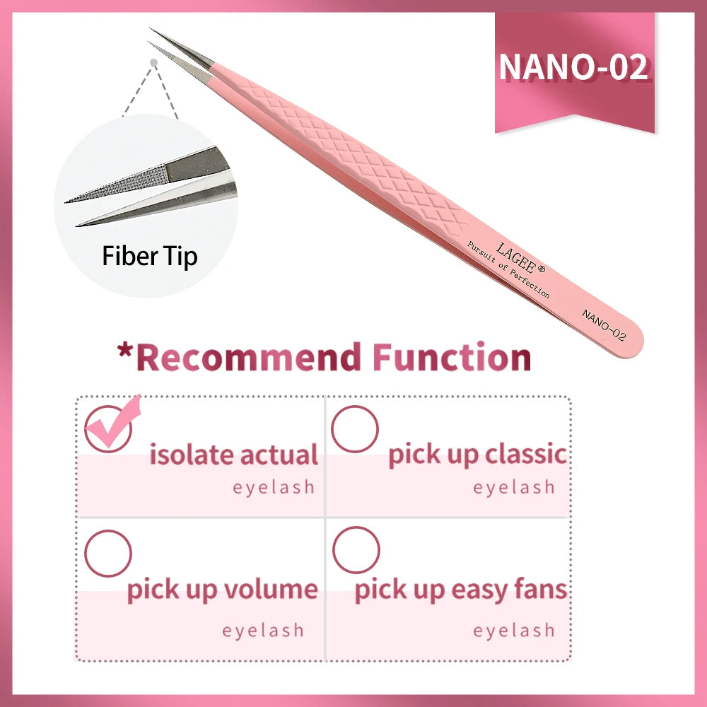 LAGEE Fiber Tip Eyelash Extension Tweezer Volume Isolation Precise Lash Tweezers Nano Technology Eyebrow from Nagaraku Makeup