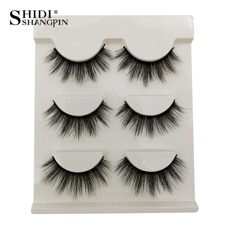 3/5/10Pairs Half False Lashes Natural Short 3D Cat Fake Mink Eyelashes Extension Winged Fluffy Wispy Faux Cils Clear Band Makeup