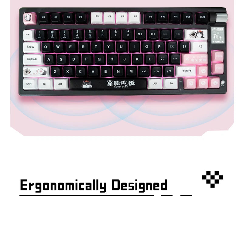 ASL & Supremo Cat Co-Branded Mechanical Keyboard Tri-Mode 2.4G Bluetooth Wireless Wired 79 Key 75% Layout RGB Gaming Keyboard
