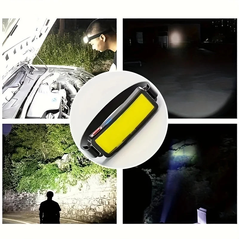 COB Headlights USB Rechargeable Climbing LED Floodlights Lantern Headlamp 3 Modes Built Lithium Battery For Fishing Hiking Lamp