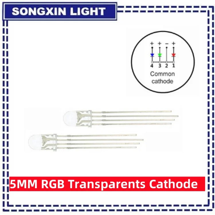 SONGXIN 100pcs 5mm RGB LED Common Cathode / Common Anode Tri-Color Emitting Diodes f5 RGB Diffused / Transparent Highlight