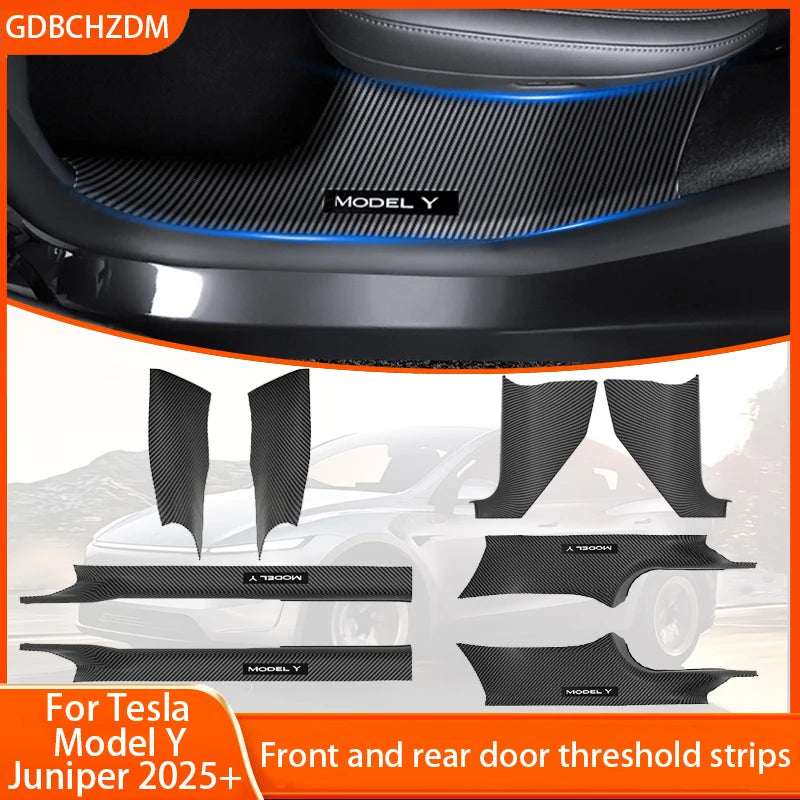 For New Tesla Model Y Juniper 2025+Front And Rear Door ABS Anti Scratch And Dirt Resistant Threshold Strips Interior Accessories