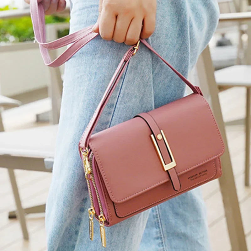 PU Material Women's Mobile Phone Bag Fashionable and Multifunctional Women's Small Square Bag Trendy and Retro Shoulder Bag