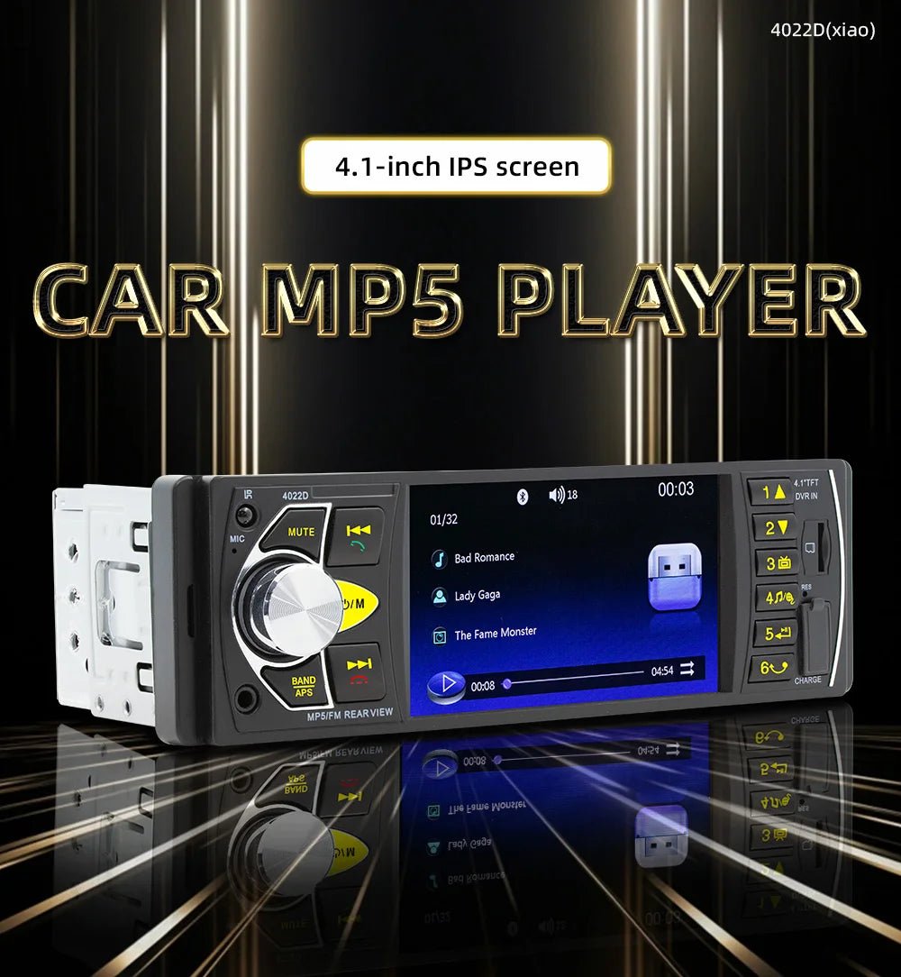 BQCC1 Din 4Inch Car Radio HD Screen Bluetooth Music Handsfree MP5 Player TF USB Charging Remote Audio System ISO Head Unit 4022D