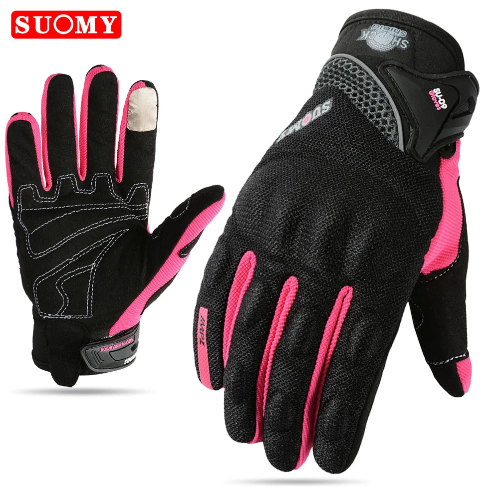 SUOMY Women Purple Motorcycle Gloves Touch Screen Full Finger Racing/Climbing/Cycling/Riding Sport Windproof Motocross Gloves