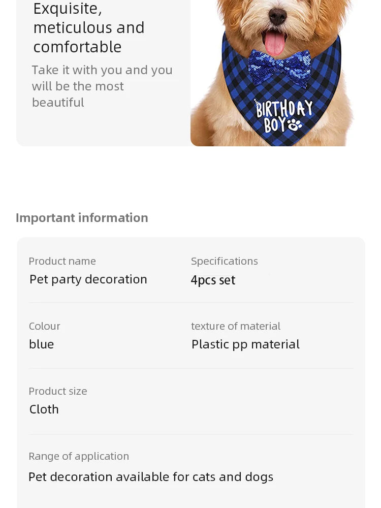 Dog Birthday Party Decoration Set Pet Triangle Scarf Cute Hat Bow Tie Collar Dog Accessory Birthday Decoration Supplies