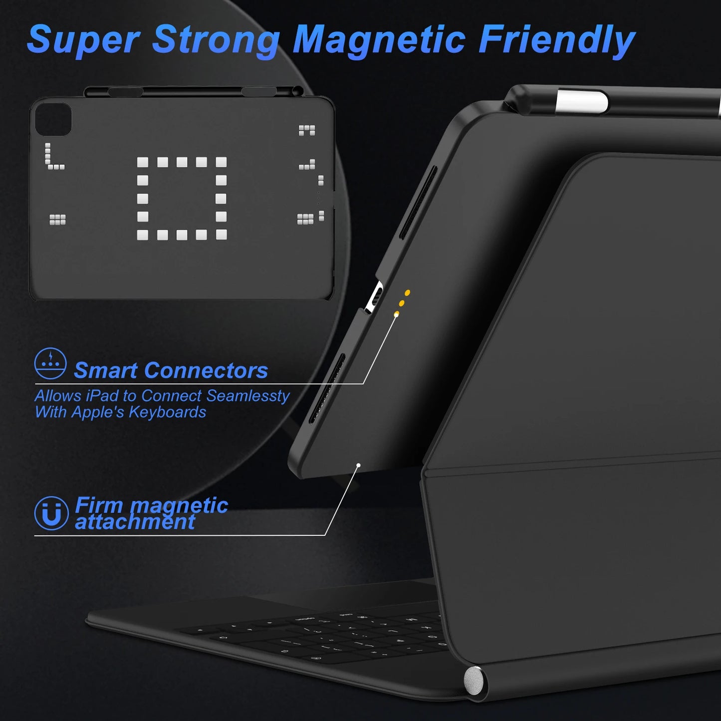 Magnetic Case for iPad Pro 11 2024 Air 4 5 iPad Pro 13 M4 12.9 6th 5th 4th 3rd Gen Magic Keyboard Compatible Case Pencil Holder