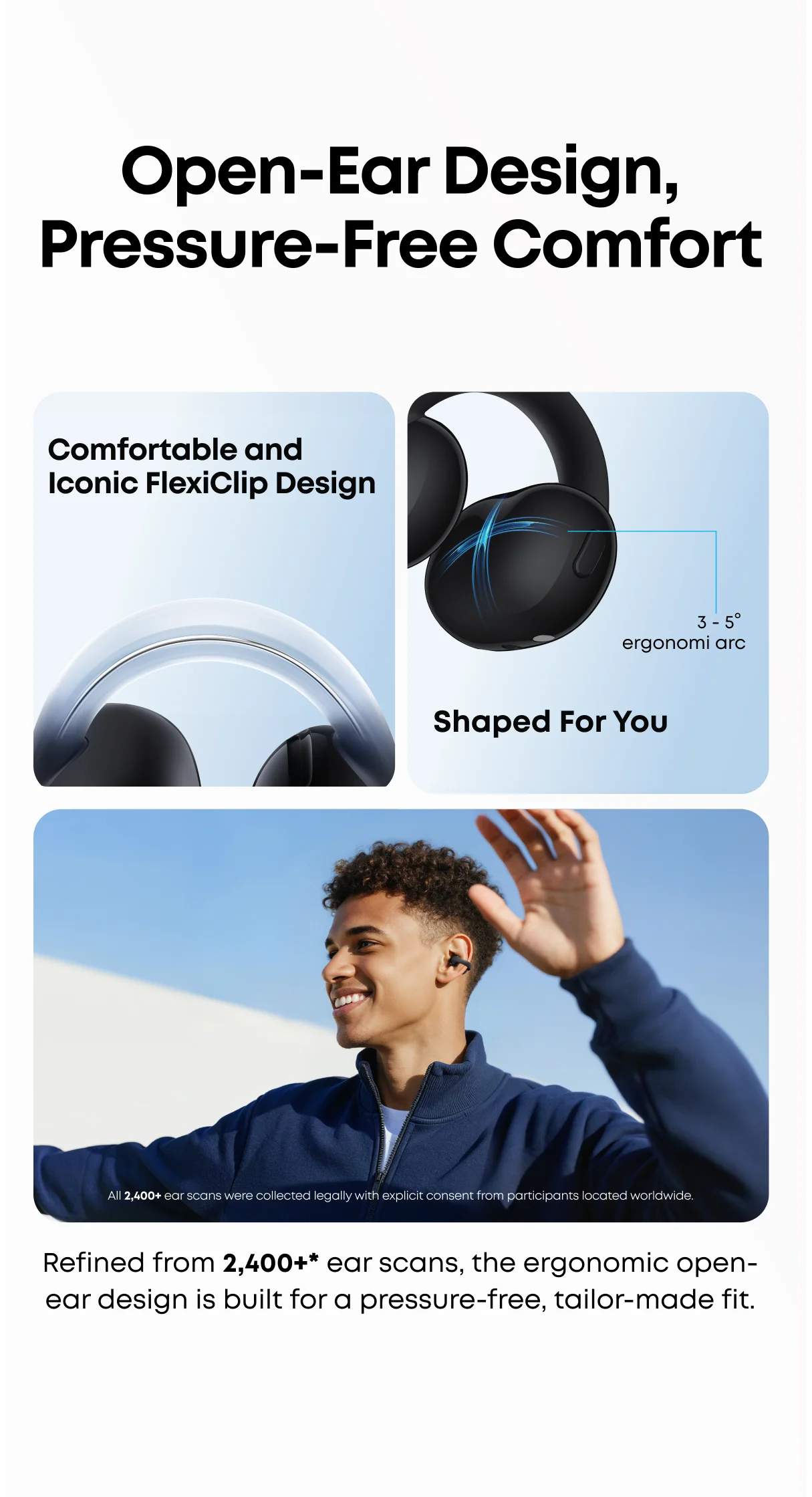 In Stock SoundCore C50i Comfortable Clip on Earbuds with Powerful Bass IP55 Bluetooth 6.0 Earphones AI-Enhanced Call Clarity