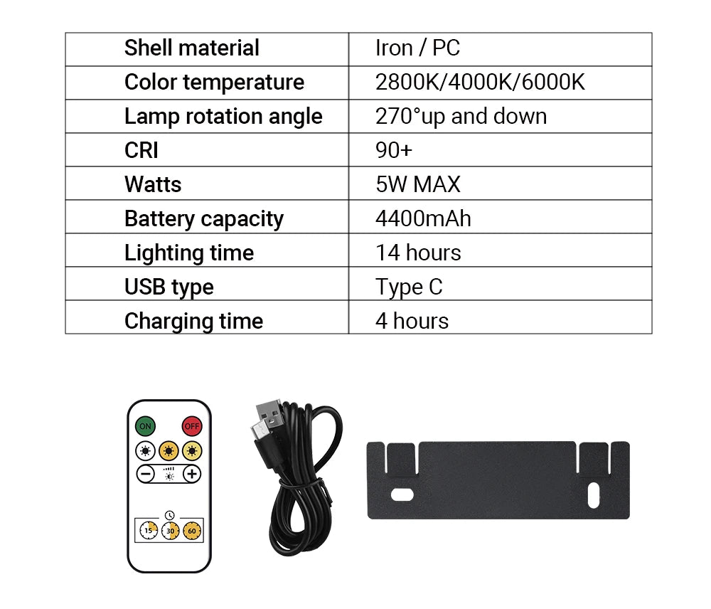 Rechargeable LED Wall Lamp 40CM Wireless Lamp 4400mAh Picture Light with Remote Control Interior Wall Light