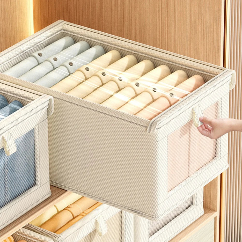 Foldable Transparent Large Capacity Covered Clothing Storage Artifact Seasonal Clothing Rotation Storage Moving Wardrobe