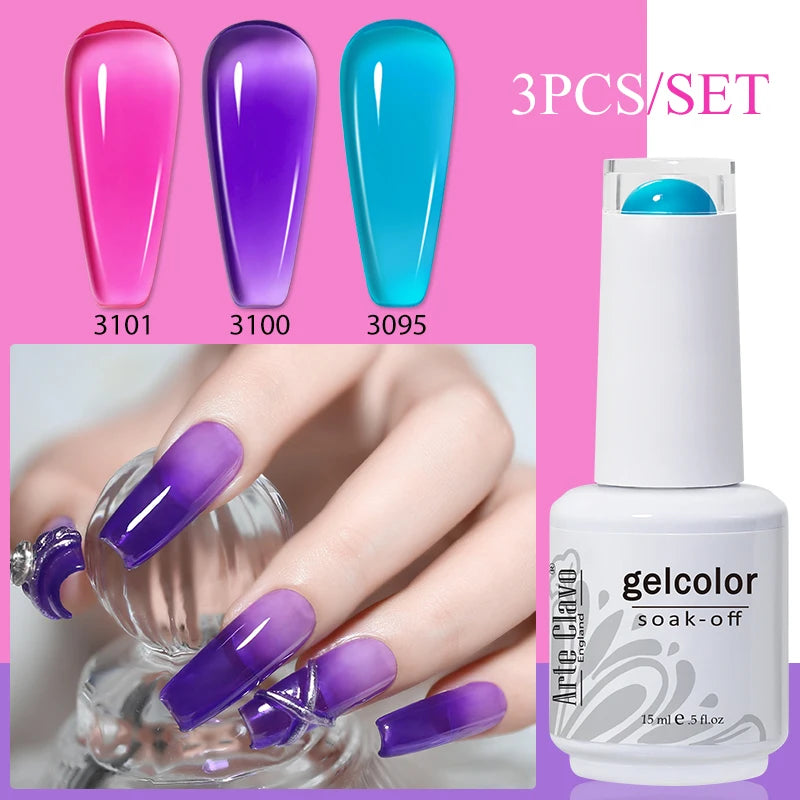 3PCS/Set Arte Clavo Gel Nail Polish Kit 15ml Nail Art UV LED Gel Set For Manicure Long Lasting Gel Polish Set Soak off Varnishes