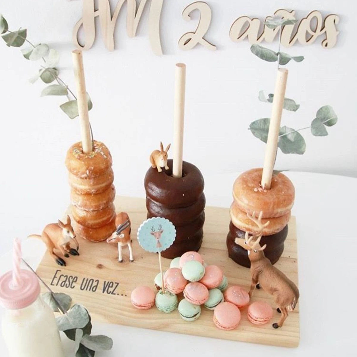Wood Donuts Stand Holder Sweet Cart Rustic Wedding Table Decor Doughnut Birthday Party Candy Bar Baby Shower Donut Party