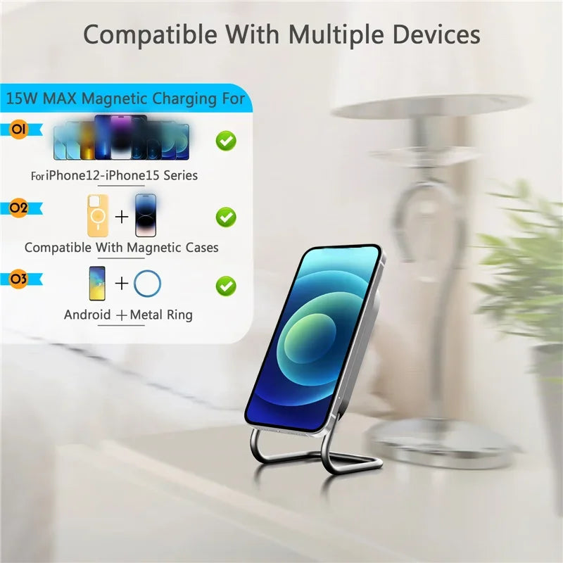 Magnetic Wireless Charger Stand Fast Charging Pad for iPhone 15 14 13 12 Pro Airpods Magnet Phone Chargers Holder Dock Station