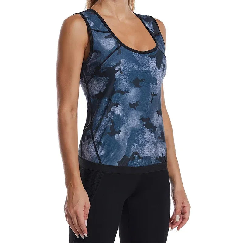 Women Camouflage Sauna Sweat Vest Body Shaper Slimming Fat Burner Tank Tops Weight Loss Workout Shapewear Gym Fitness Shirt