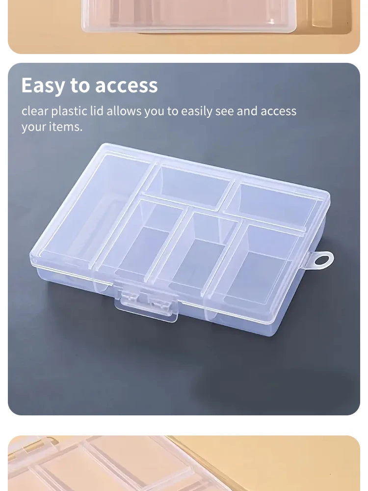 Jewellery Storage Box Transparent Double Buckle Earring and Ring Storage Box Nail Drill Accessories Storage Organiser