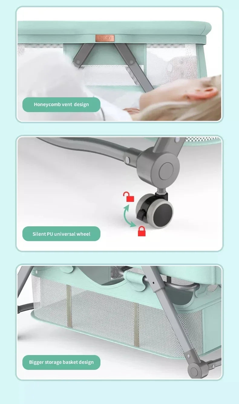 folding cheap movable Multi Function  Folding  Portable Baby Cot playpen babies Bed  Baby Crib