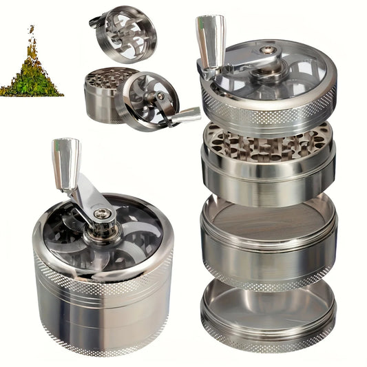 Hand Crank Tobacco Grinder Pollinator Manual Spice Mills 4 Layers Smoke Grass Crusher Muller Smoking Accessories