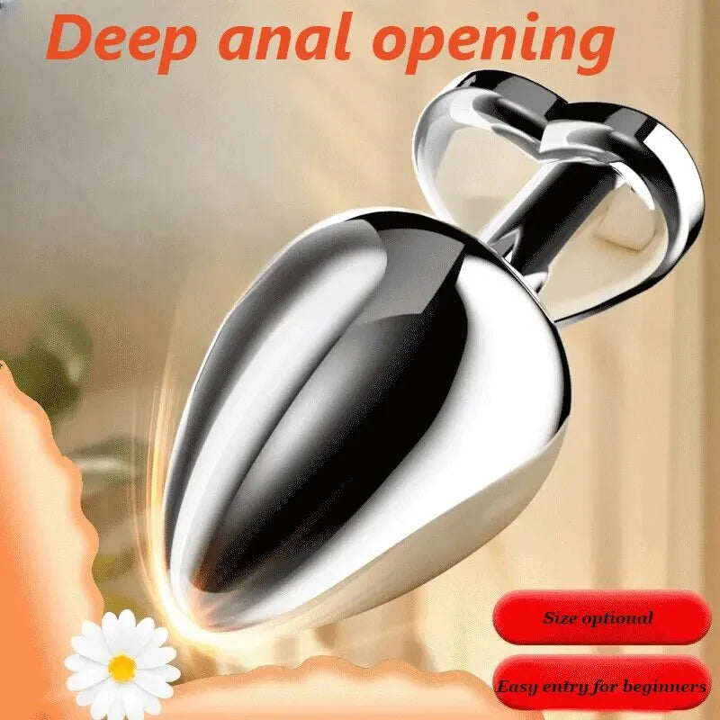 Anal Plug Heart Stainless Steel Crystal Smooth Toy For Women 3 Size Butt Plug Stimulator Prostate Massager Adult Sex Toy